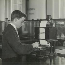 Facsimile writing machine, Sydney office and operator Mr BJ Ryan - 19 November 1917 (plate 763)
