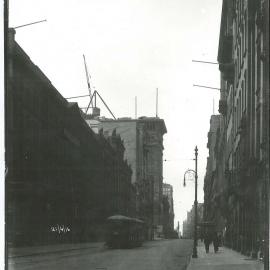 Commonwealth Bank - Head Office cnr Pitt Street & Martin Place - Construction - View from Pitt Street looking south - 21 April 1916 (plate 789)