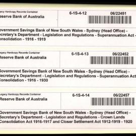 Government Savings Bank of New South Wales - Sydney (Head Office) - Secretary's Department - Legislation and Regulations - Superannuation Act - Consolidation - 1916 - 1930
