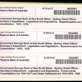 Government Savings Bank of New South Wales - Sydney (Head Office) - Secretary's Department - Legislation and Regulations - Crown Lands Consolidation Act 1916-1917 and Closer Settlement Act 1912-1919 - Brief outline of main provisions of these acts - 1920