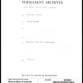 State Savings Bank of Western Australia - Perth (Head Office) - Staff Records - Staff Files - Bailey, G.O. - 1905-1930