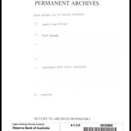 State Savings Bank of Western Australia - Perth (Head Office) - Staff Records - Staff Files - Leach, J.H. - 1903-1916