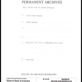 State Savings Bank of Western Australia - Perth (Head Office) - Staff Records - Staff Files - Richardson, Miss N.E.C. - 1910-1928