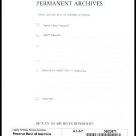 State Savings Bank of Western Australia - Perth (Head Office) - Staff Records - Staff Files - Shaw, C.L. - 1910-1931