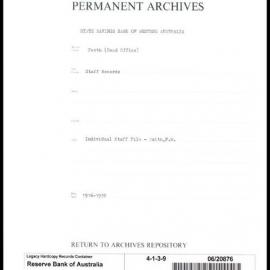 State Savings Bank of Western Australia - Perth (Head Office) - Staff Records - Staff Files - Smith, F.W. - 1916-1930