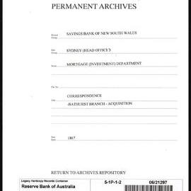 Savings Bank of New South Wales - Sydney (Head Office) - Premises - Correspondence - Bathurst Branch - Acquisition - 1867