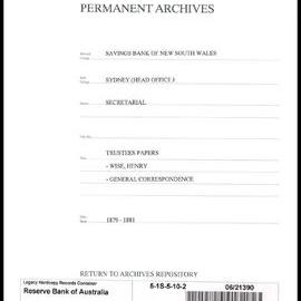 Savings Bank of New South Wales - Sydney (Head Office) - Secretarial - Trustees Papers - Wise, Henry - General Correspondence - 1879 - 1891