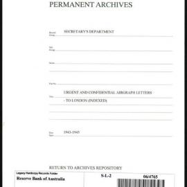 Secretary's Department - Urgent and Confidential Airgraph Letters - London Letters - To London (Indexed)