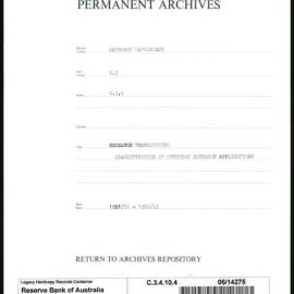 Research Department - Balance of Payments - Exchange Transactions - Classification of Overseas Exchange Applications - 1951 - 1953