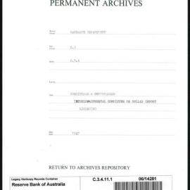 Research Department - Balance of Payments - Committees and Conferences - Interdepartmental Committee on Dollar Import Licencing - 1947