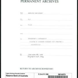 Research Department - Balance of Payments - Committees and Conferences - Meeting with Treasury & Statistician - July 1957 - October 1964