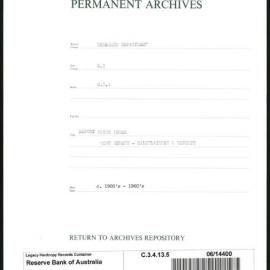 Research Department - Balance of Payments - Export Price Index - Work Sheets - Calculation and Results. 1926 - 1962