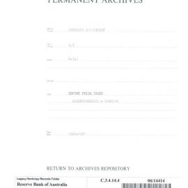 Research Department - Balance of Payments - Import Price Index - Correspondence - General - 1944 - 1961