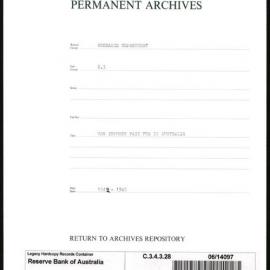 Research Department - Balance of Payments - Obsolete Files - War Imports paid for in Australia - 1942 - 1945