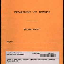 Research Department - Balance of Payments - Obsolete Files - Seaborne Trade - 1939 - 1941