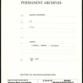 Research Department - Balance of Payments - Exports - 1920 - 1940