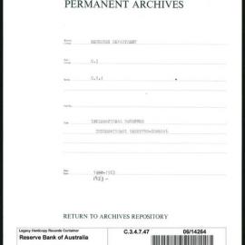 Research Department - Balance of Payments - International Reserves - General - 1953 - 1963