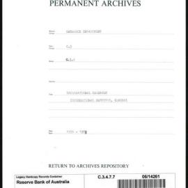 Research Department - Balance of Payments - International Reserves - General - 1950 - 1953