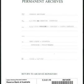 Research Department - Rural & Extractive Industries - Rural Credit - Australia: Memoranda & Correspondence - 1/8/1946 - 14/11/1957