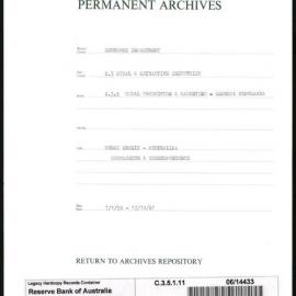 Research Department - Rural & Extractive Industries - Rural Credit - Australia: Memoranda & Correspondence - 7/1/1958 - 13/10/1961