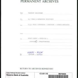Research Department - Rural & Extractive Industries - Rural Credit - Australia: Memoranda & Correspondence - 23/08/1955 - 31/03/1965