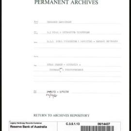 Research Department - Rural & Extractive Industries - Rural Credit - Australia: Memoranda & Correspondence 02/04/1965 - 17/12/1968