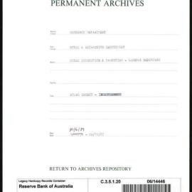 Research Department - Rural & Extractive Industries - Rural Credit - Indebtedness - 30/06/1939 - 20/10/1967