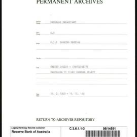 Research Department - Banking Section - Credit Policy - Quantitative - Memoranda to Board - General Policy - File 3 - 24/03/1950 - 19/12/1951