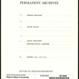 Research Department - Banking Section - Lending Commitments - Extracted Figures and Memoranda - June 1954 - July 1957