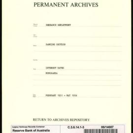 Research Department - Banking Section - Interest Rates - Memoranda - File 3 - February 1951 - May 1956