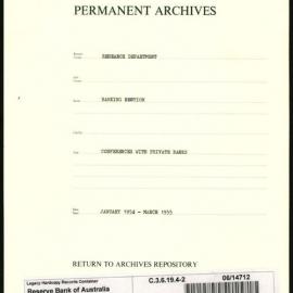 Research Department - Banking Section - Conferences with Private Banks - File 2 - January 1954 - March 1955