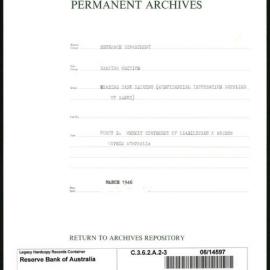 Research Department - Banking Section - Trading Bank Returns - (Confidential information supplied by Banks) - Forms D. Weekly Statement of Liabilities and Assets within Australia - File 3 - March 1946