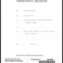 Research Department - Banking Section - Trading Bank Returns - (Confidential information supplied by Banks) - Forms D. Weekly Statement of Liabilities and Assets within Australia - File 4 - April 1946