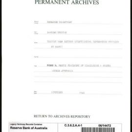 Research Department - Banking Section - Trading Bank Returns - (Confidential information supplied by Banks) - Forms D. Weekly Statement of Liabilities and Assets within Australia - File 1 - September 1946