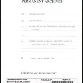 Research Department - Banking Section - Trading Bank Returns - (Confidential information supplied by Banks) - Monthly Statements of Averages Liabilities and Assets in Australia and Forms D, Monthly Averages - File 1 - January - December 1942