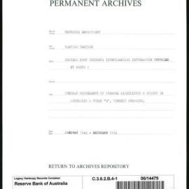 Research Department - Banking Section - Trading Bank Returns - (Confidential information supplied by Banks) - Monthly Statements of Averages Liabilities and Assets in Australia and Forms D, Monthly Averages - File 1 - January - December 1944
