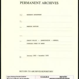 Research Department - Banking Section - Credit Policy - Quantitative - General - Overseas Funds of Banks - Jan 1952 - Dec 1958