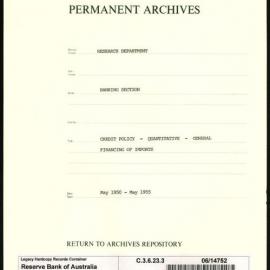 Research Department - Banking Section - Credit Policy - Quantitative - General - Financing of Imports - May 1950 - May 1955
