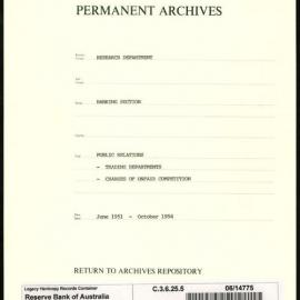 Research Department - Banking Section - General - Public Relations - Trading Departments - Charges of Unfair Competition - June 1951 - October 1954