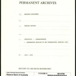 Research Department - Banking Section - Statistics - Correspondence - Information supplied to the International Monetary Fund - 1953 - 1956