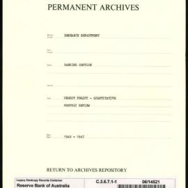 Research Department - Banking Section - Credit Policy - Quantitative - Administration of Special Account - Monthly Review - File 1 - 1942 - 1947