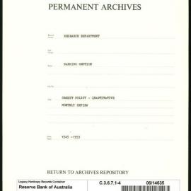 Research Department - Banking Section - Credit Policy - Quantitative - Administration of Special Account - Monthly Review - File 4 - 1945 - 1953