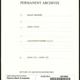Research Department - Banking Section - Administrative Machinery - Special Accounts, Cash and Treasury Bills - File 4 - January 1952 - January 1959