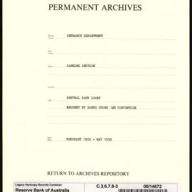 Research Department - Banking Section - Central Bank Loans - Requests by Banks under 14% Convention - File 3 - February 1956 - May 1958