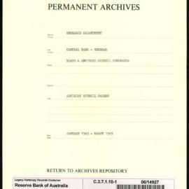 Research Department - Central Bank - General - Board & Advisory Council Memoranda - Advisory Council Papers - File 1 - January - March 1949