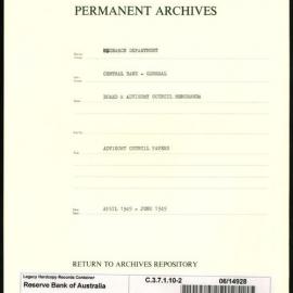 Research Department - Central Bank - General - Board & Advisory Council Memoranda - Advisory Council Papers - File 2 - April - June 1949