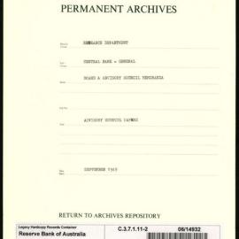 Research Department - Central Bank - General - Board & Advisory Council Memoranda - Advisory Council Papers - File 2 - September 1949