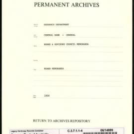 Research Department - Central Bank - General - Board and Advisory Council Papers and Memoranda - File 4 - 1934
