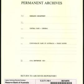 Research Department - Central Bank - General - Board & Advisory Council Memoranda - Commonwealth Bank of Australia - Board Papers - File 1 - 20 September 1951