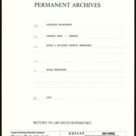 Research Department - Central Bank - General - Board and Advisory Council Papers and Memoranda - File 7 - 1937